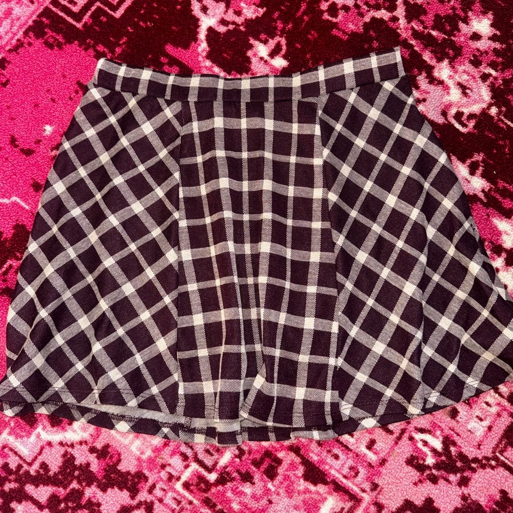 Plaid Women's Skirt - maroon and White